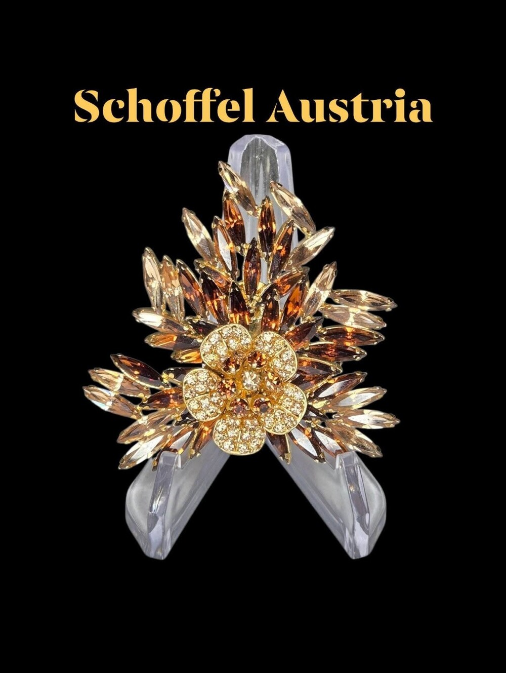 Vintage Schoffel Austria Multi-Tiered Cascading Floral Brooch